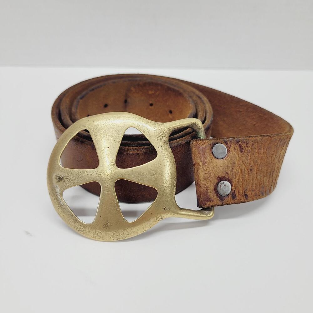 Rare VTG Belt & Buckle Duncan Laurie Solid Brass Leather Collectible Cross 1970